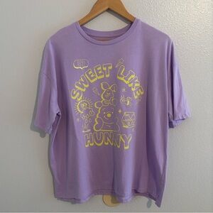 Disney Parks Sweet Like Hunny Winnie the Pooh & Piglet Tee Purple Size L Graphic
